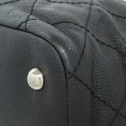 CHANEL Matelasse SilverHardware Tote Bag Grained Calfskin Skin Ladies [Used]