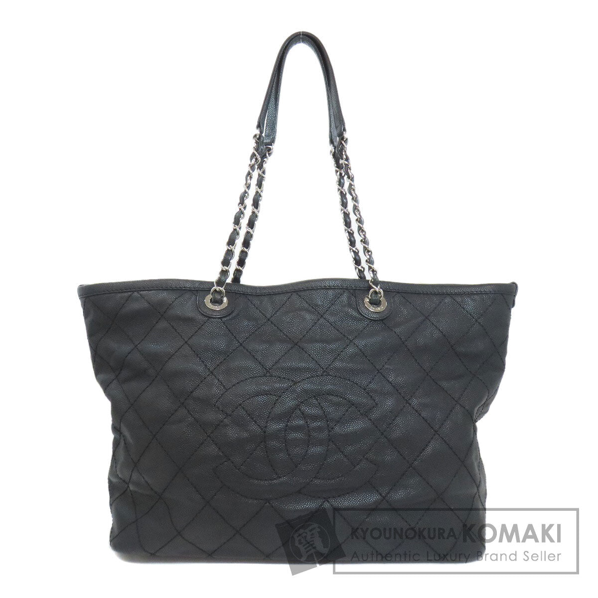 CHANEL Matelasse SilverHardware Tote Bag Grained Calfskin Skin Ladies [Used]
