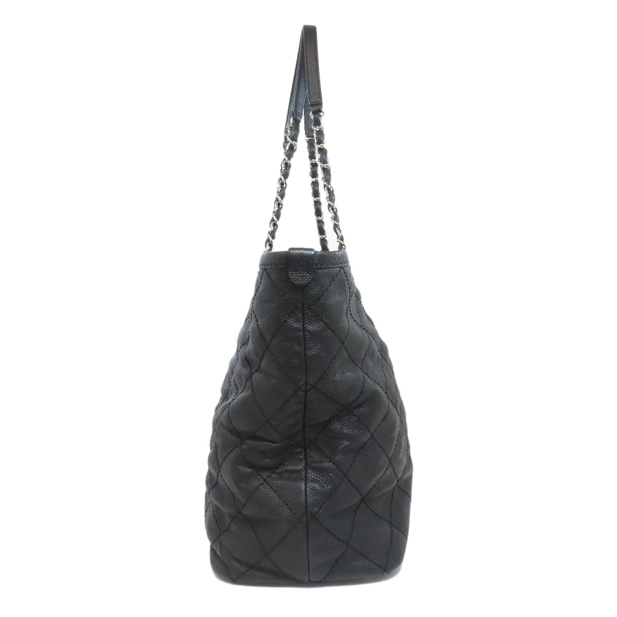 CHANEL Matelasse SilverHardware Tote Bag Grained Calfskin Skin Ladies [Used]