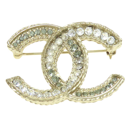 CHANEL   Brooch COCO Mark rhinestone Gold Plated Ladies