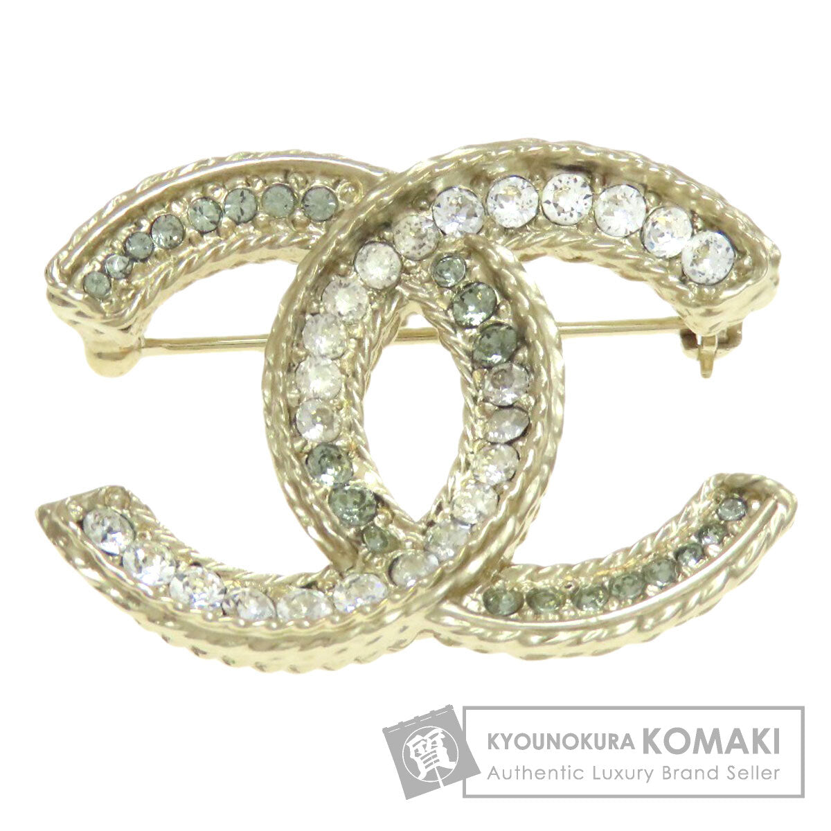 CHANEL   Brooch COCO Mark rhinestone Gold Plated Ladies