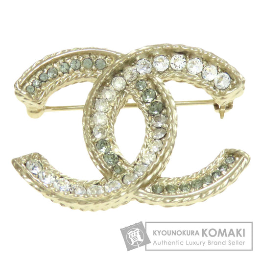 CHANEL   Brooch COCO Mark rhinestone Gold Plated Ladies