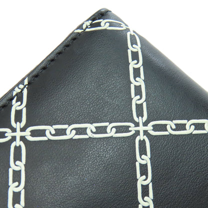 BURBERRY Chain motif Long wallet (with coin pocket) Leather Ladies [Used]