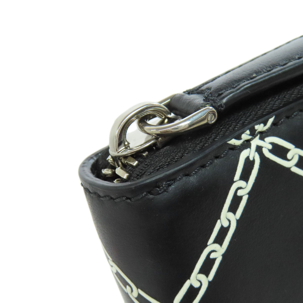 BURBERRY Chain motif Long wallet (with coin pocket) Leather Ladies [Used]