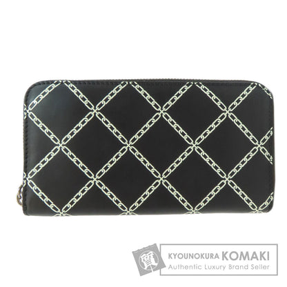 BURBERRY Chain motif Long wallet (with coin pocket) Leather Ladies [Used]