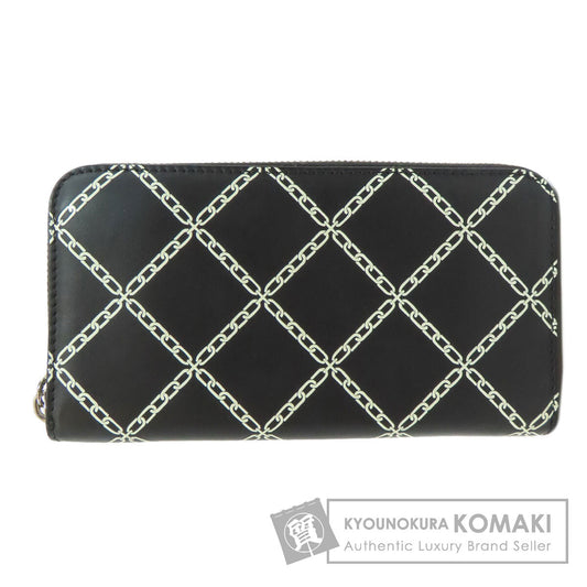 BURBERRY Chain motif Long wallet (with coin pocket) Leather Ladies [Used]