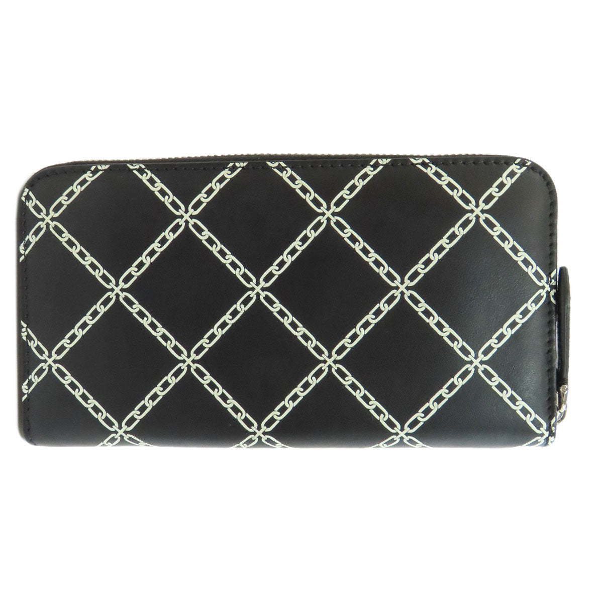 BURBERRY Chain motif Long wallet (with coin pocket) Leather Ladies [Used]