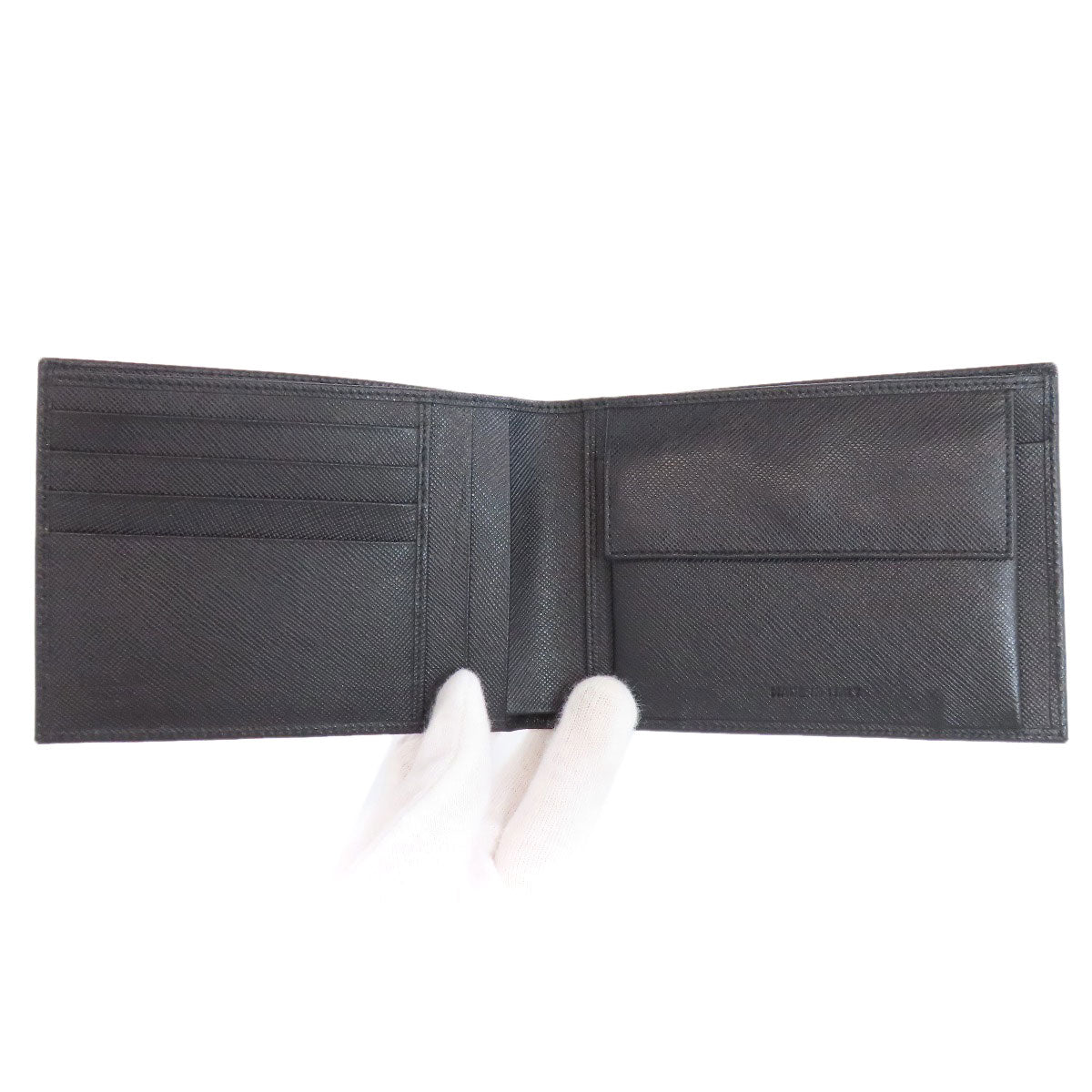PRADA logo Bifold Wallet with Coin Pocket Safiano Ladies [Used]