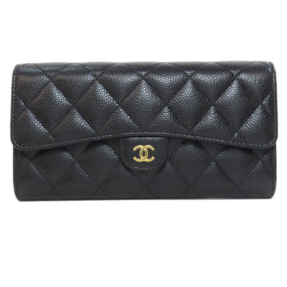 CHANEL   Long wallet (with coin pocket) COCO Mark GoldHardware Grained Calfskin Skin Ladies