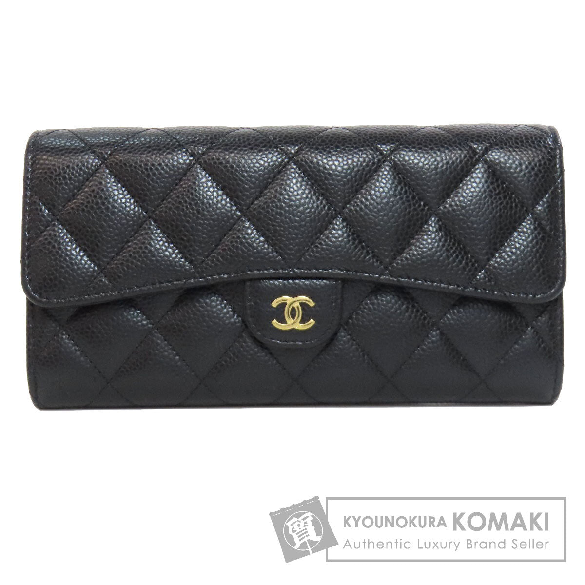 CHANEL   Long wallet (with coin pocket) COCO Mark GoldHardware Grained Calfskin Skin Ladies