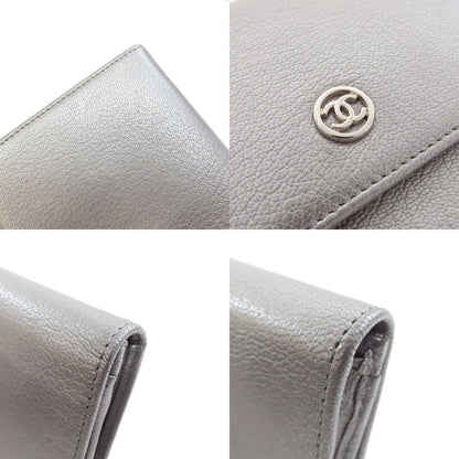 CHANEL COCO Mark SilverHardware Long wallet (with coin pocket) Calf Ladies [Used]