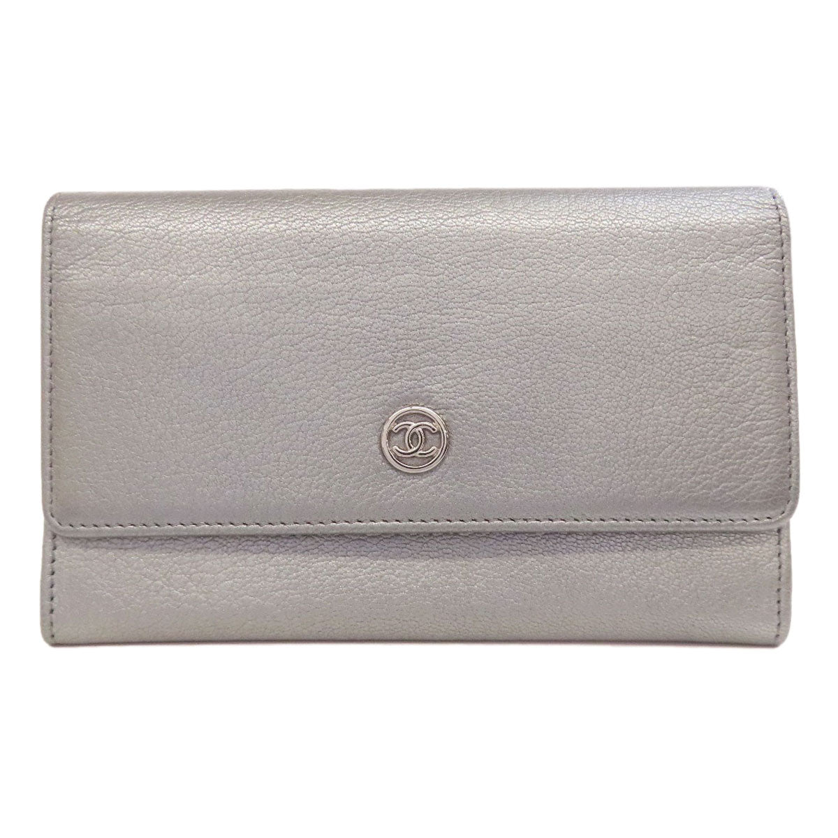 CHANEL COCO Mark SilverHardware Long wallet (with coin pocket) Calf Ladies [Used]