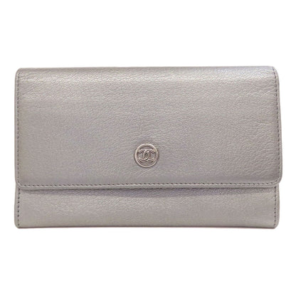 CHANEL COCO Mark SilverHardware Long wallet (with coin pocket) Calf Ladies [Used]