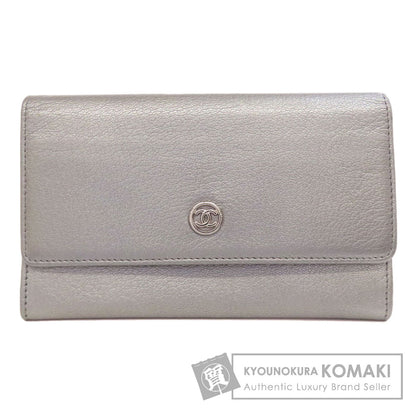 CHANEL COCO Mark SilverHardware Long wallet (with coin pocket) Calf Ladies [Used]