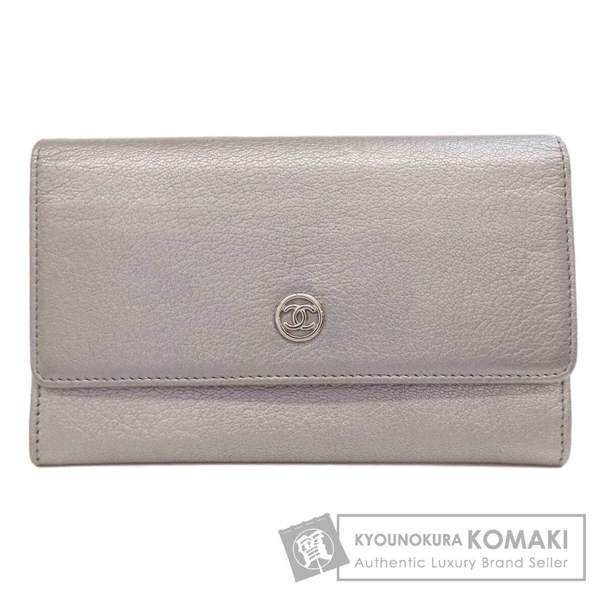 CHANEL COCO Mark SilverHardware Long wallet (with coin pocket) Calf Ladies [Used]