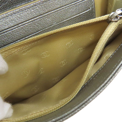 CHANEL COCO Mark SilverHardware Long wallet (with coin pocket) Calf Ladies [Used]