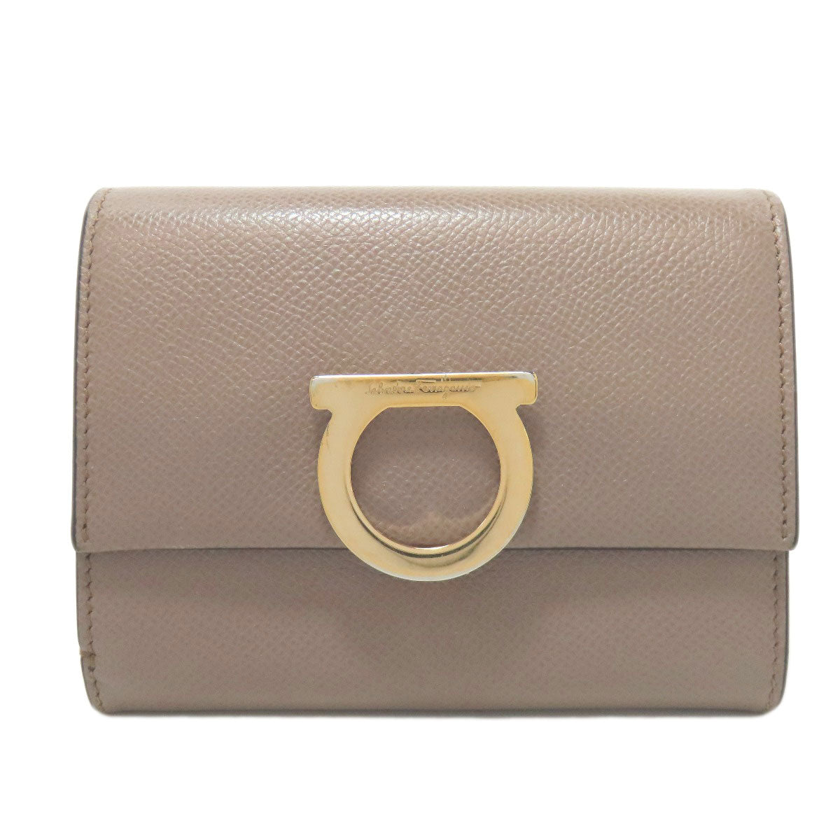 Salvatore Ferragamo Gancini Hardware motif Bifold Wallet with Coin Pocket Leather Ladies [Used]