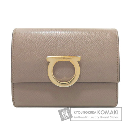 Salvatore Ferragamo Gancini Hardware motif Bifold Wallet with Coin Pocket Leather Ladies [Used]