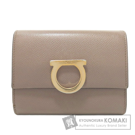Salvatore Ferragamo Gancini Hardware motif Bifold Wallet with Coin Pocket Leather Ladies [Used]