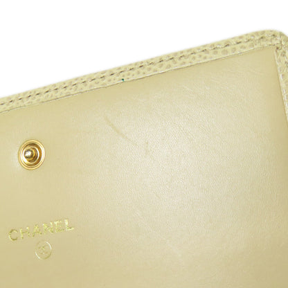 CHANEL COCO Mark GoldHardware Bifold Wallet with Coin Pocket Grained Calfskin Skin Ladies [Used]