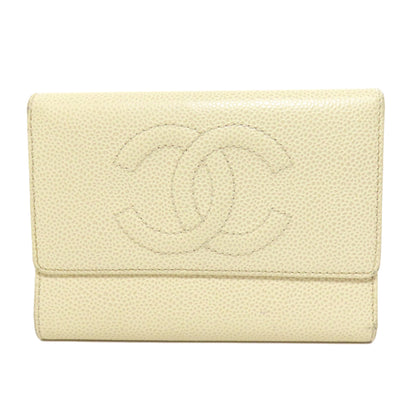 CHANEL   Bifold Wallet with Coin Pocket COCO Mark GoldHardware Grained Calfskin Skin Ladies