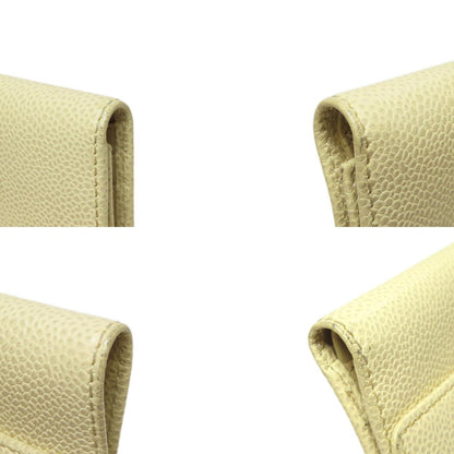 CHANEL COCO Mark GoldHardware Bifold Wallet with Coin Pocket Grained Calfskin Skin Ladies [Used]