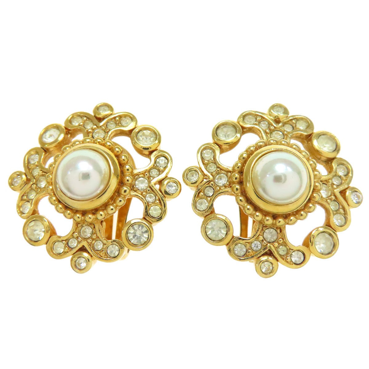CHRISTIAN DIOR Bijou Fake Pearl Earring Metal Ladies [Used]