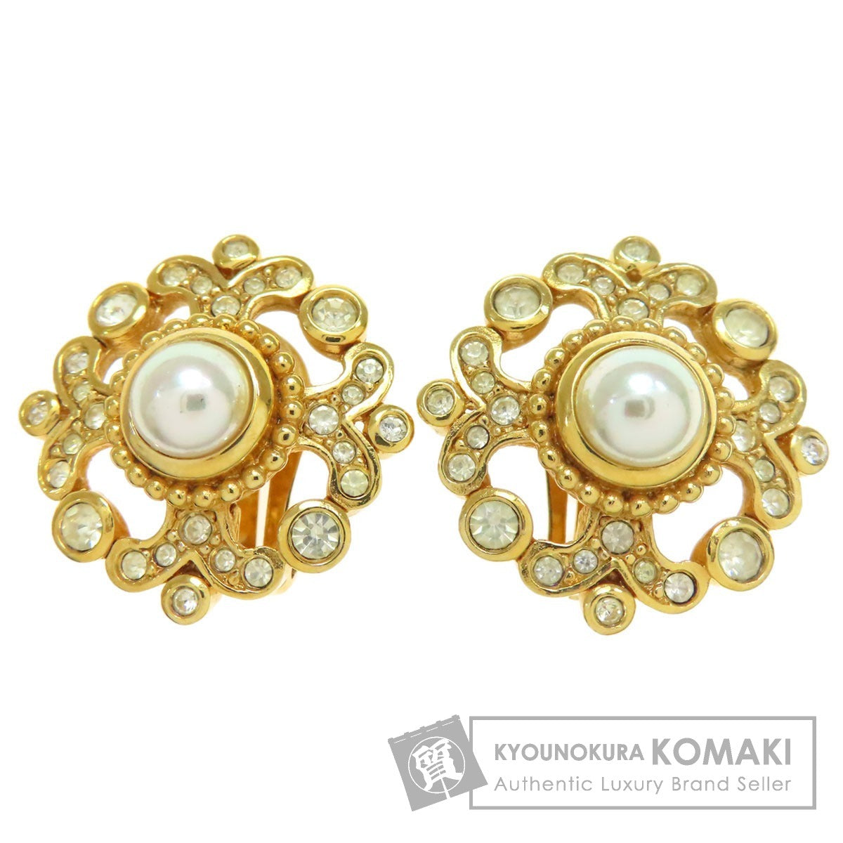 CHRISTIAN DIOR Bijou Fake Pearl Earring Metal Ladies [Used]