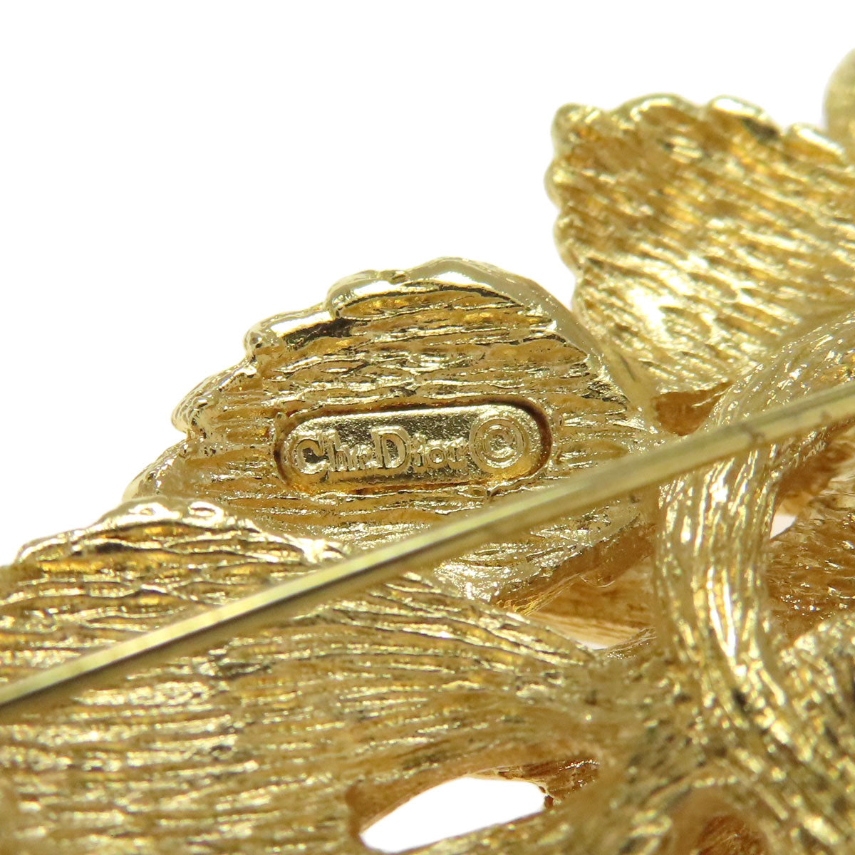 CHRISTIAN DIOR Flowers Rhinestones Faux Pearls Brooch Metal Ladies [Used]