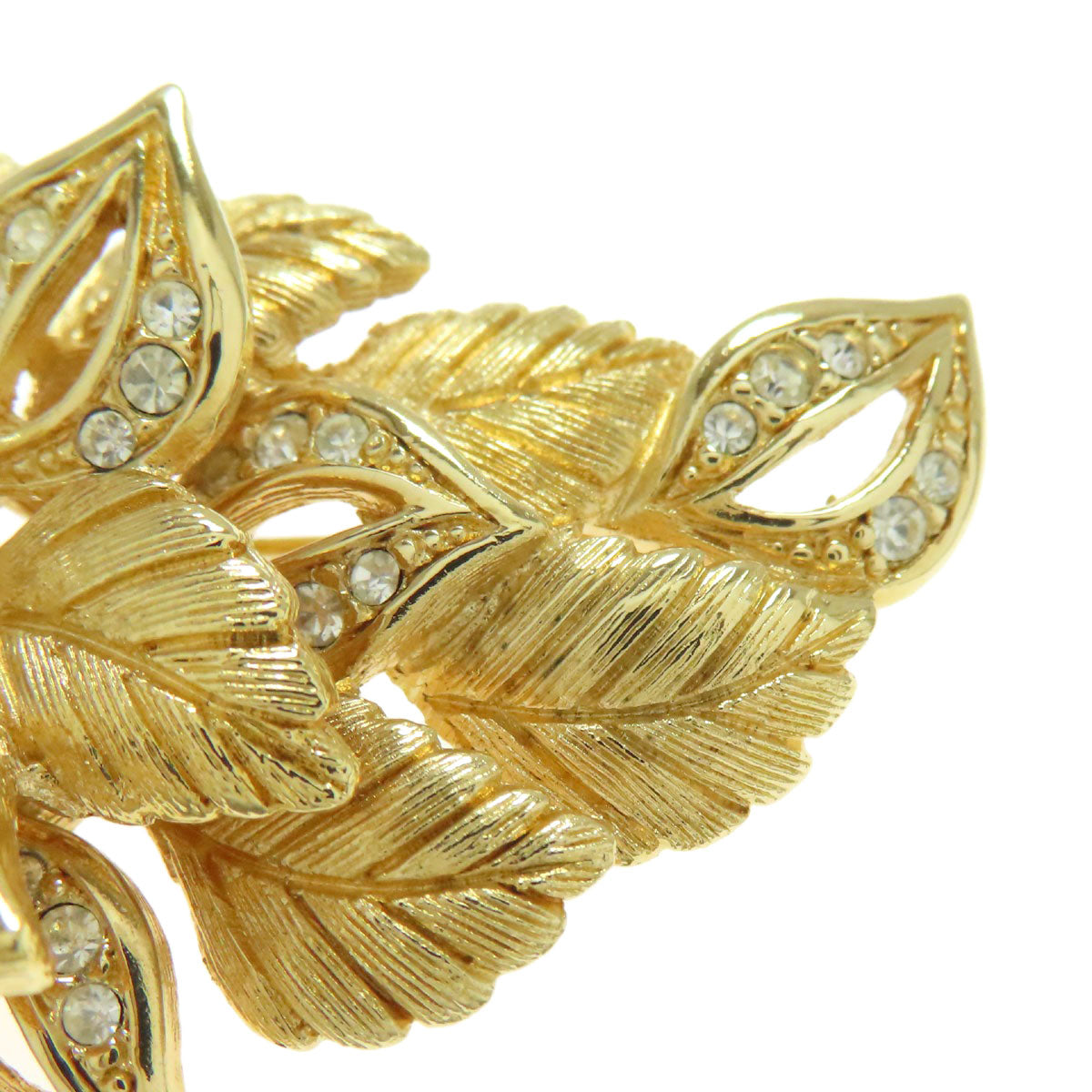 CHRISTIAN DIOR Flowers Rhinestones Faux Pearls Brooch Metal Ladies [Used]