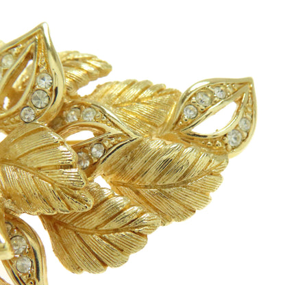 CHRISTIAN DIOR Flowers Rhinestones Faux Pearls Brooch Metal Ladies [Used]