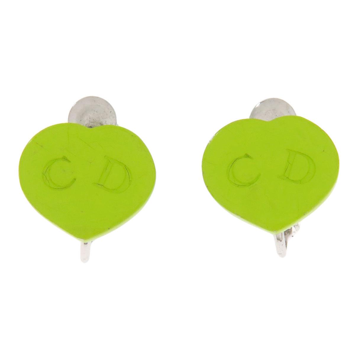 CHRISTIAN DIOR heart Earring Metal PlasticLadies [Used]