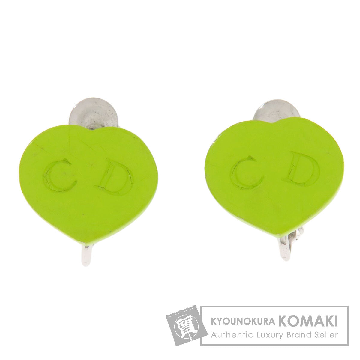 CHRISTIAN DIOR heart Earring Metal PlasticLadies [Used]