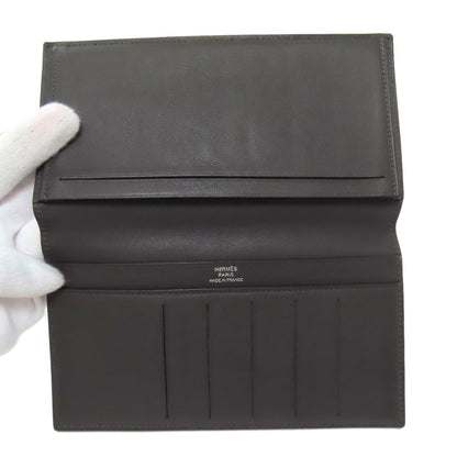 HERMES Citizen Twill Long Silk Inn Long wallet (no coin pocket) Calf Ladies [Used]