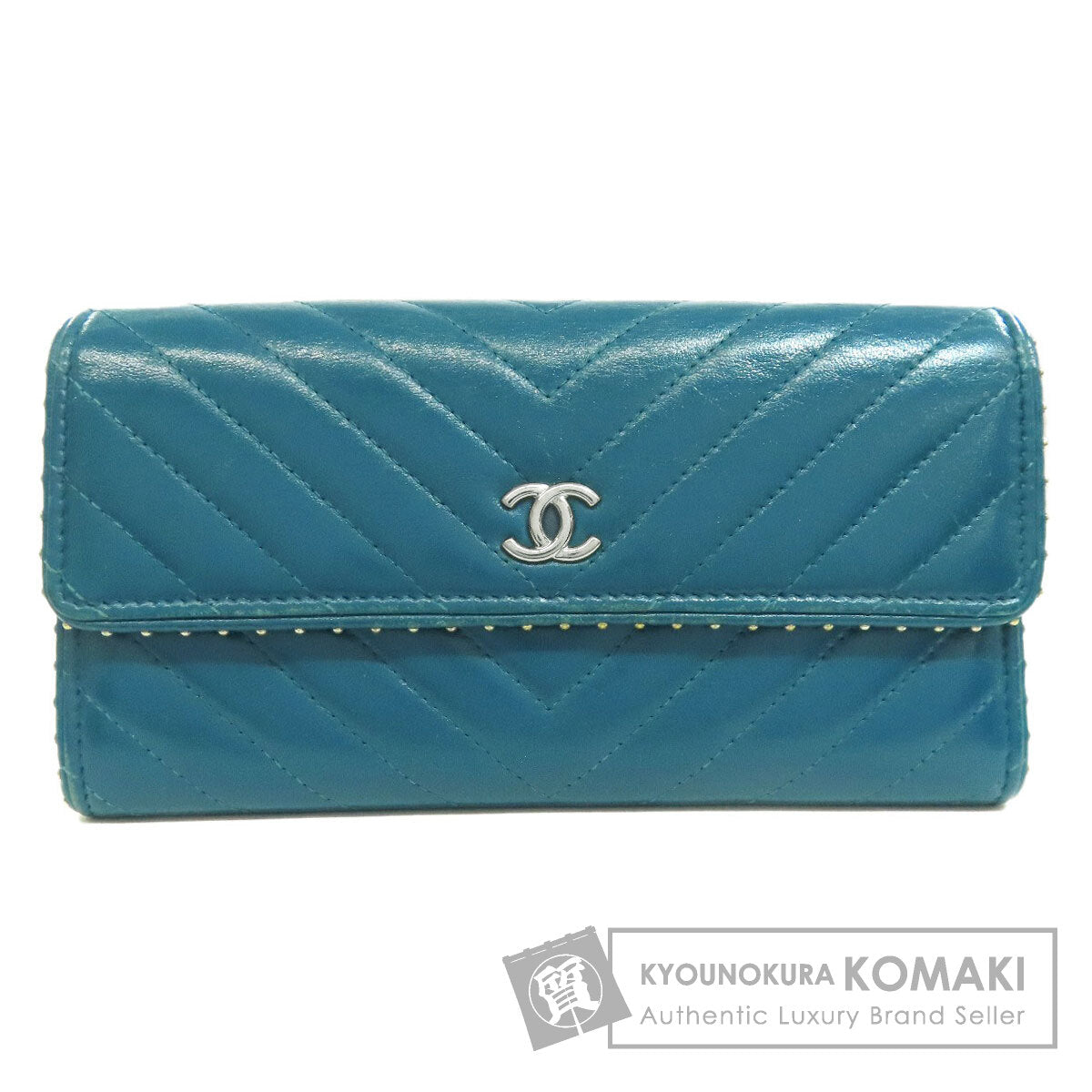 CHANEL   Long wallet (with coin pocket) V Stitch COCO Mark SilverHardware Calf Ladies