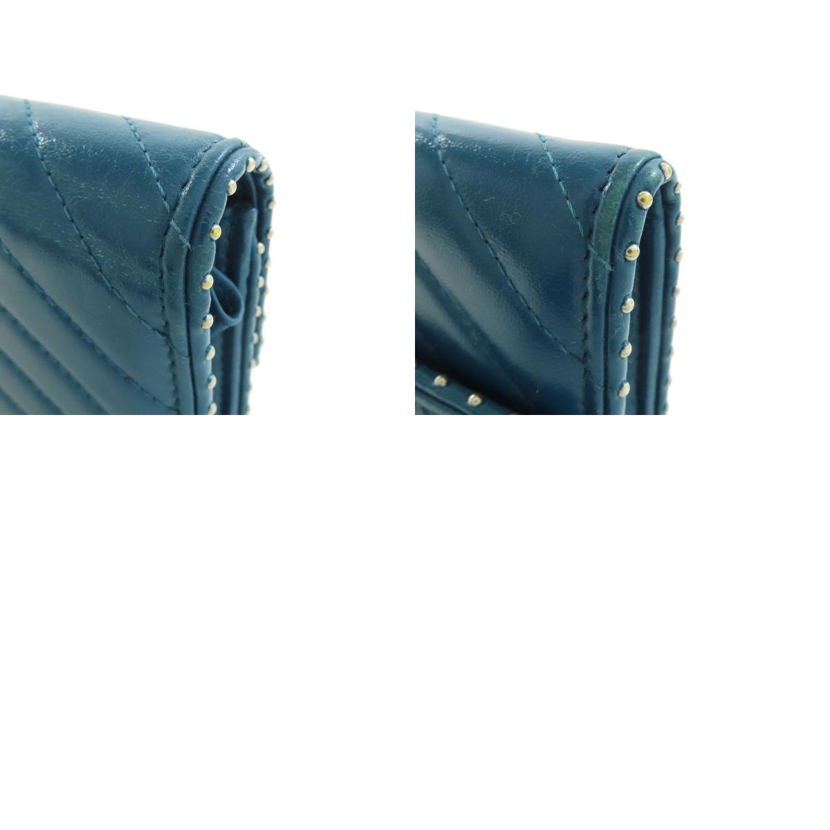 CHANEL V Stitch COCO Mark SilverHardware Long wallet (with coin pocket) Calf Ladies [Used]