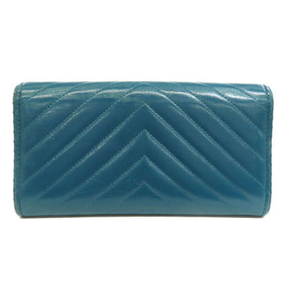 CHANEL V Stitch COCO Mark SilverHardware Long wallet (with coin pocket) Calf Ladies [Used]