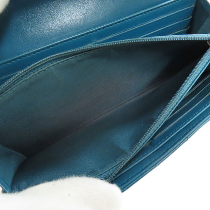 CHANEL V Stitch COCO Mark SilverHardware Long wallet (with coin pocket) Calf Ladies [Used]