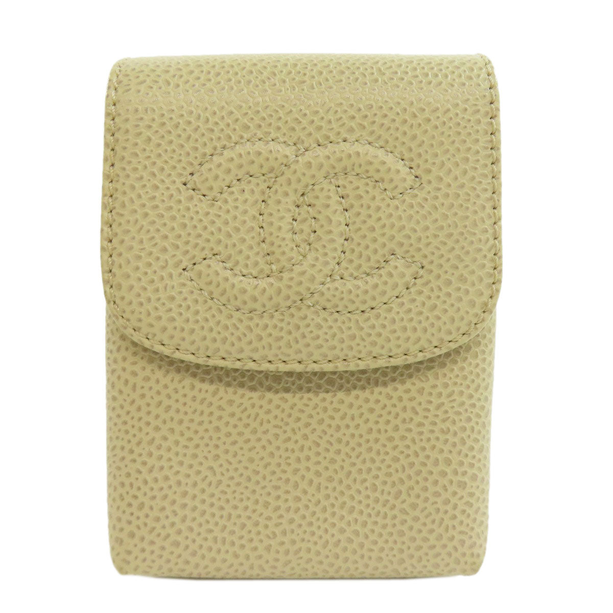 CHANEL Cigarette Case COCO Mark GoldHardware Cigarette case Grained Calfskin Skin Ladies [Used]