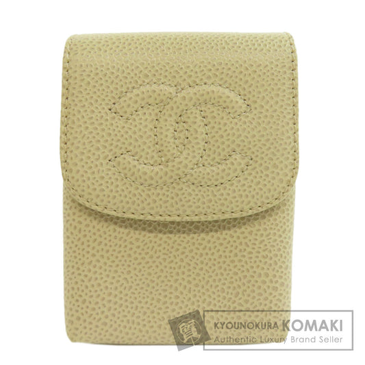 CHANEL Cigarette Case COCO Mark GoldHardware Cigarette case Grained Calfskin Skin Ladies [Used]