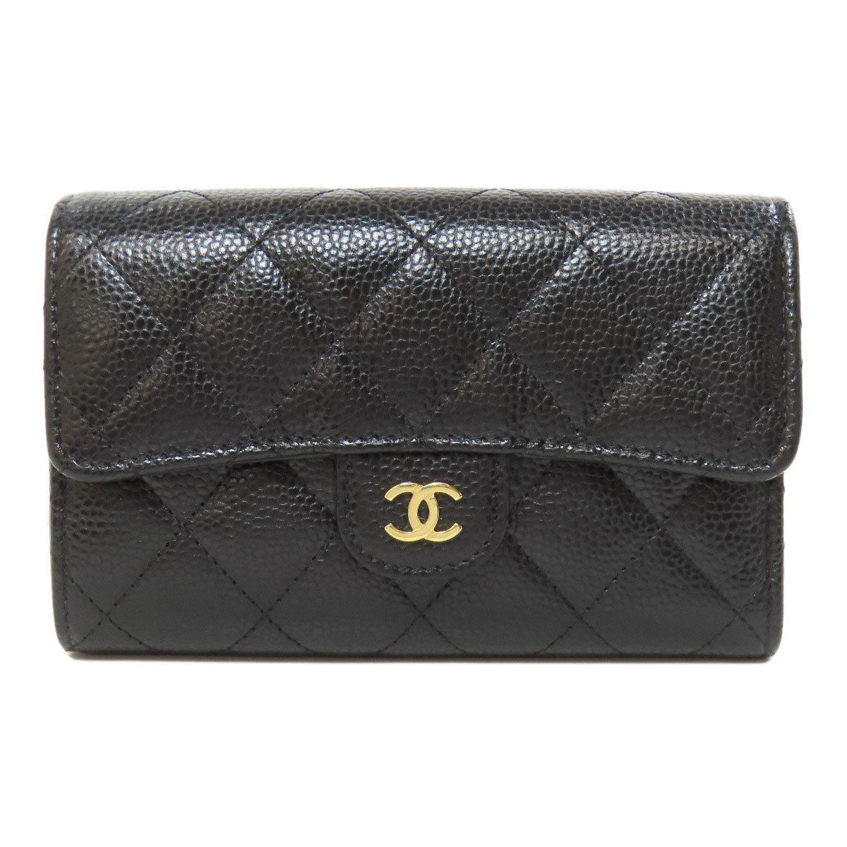 CHANEL   Bifold Wallet with Coin Pocket Matelasse GoldHardware Grained Calfskin Skin Ladies