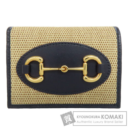 GUCCI 621887 Horsebit Bifold Wallet with Coin Pocket Canvas LeatherLadies [Used]