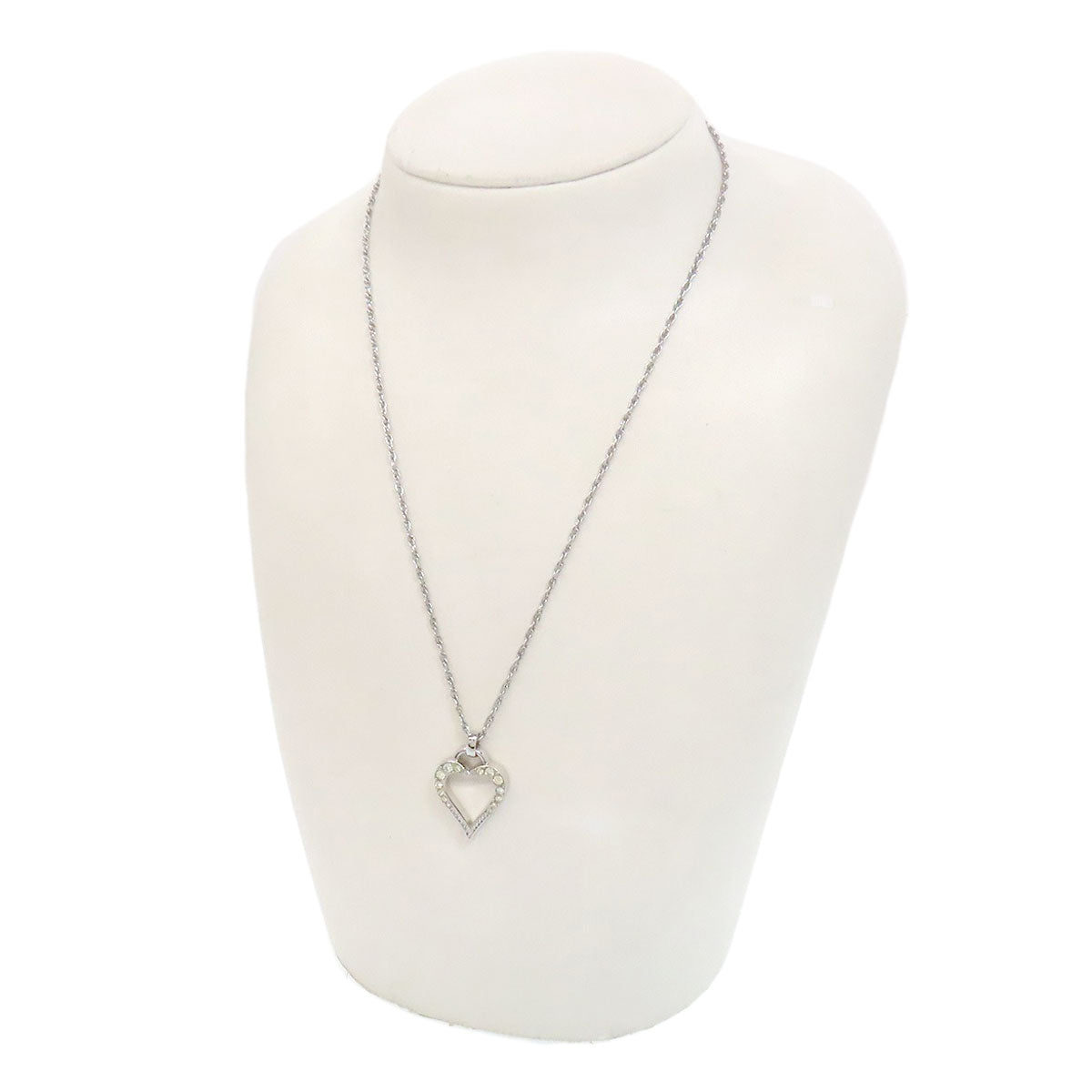 CHRISTIAN DIOR Heart rhinestone Necklace Metal Ladies [Used]
