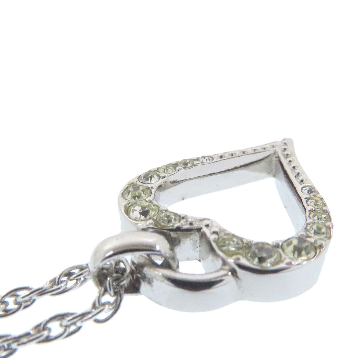 CHRISTIAN DIOR Heart rhinestone Necklace Metal Ladies [Used]