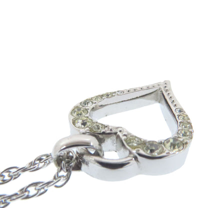 CHRISTIAN DIOR Heart rhinestone Necklace Metal Ladies [Used]