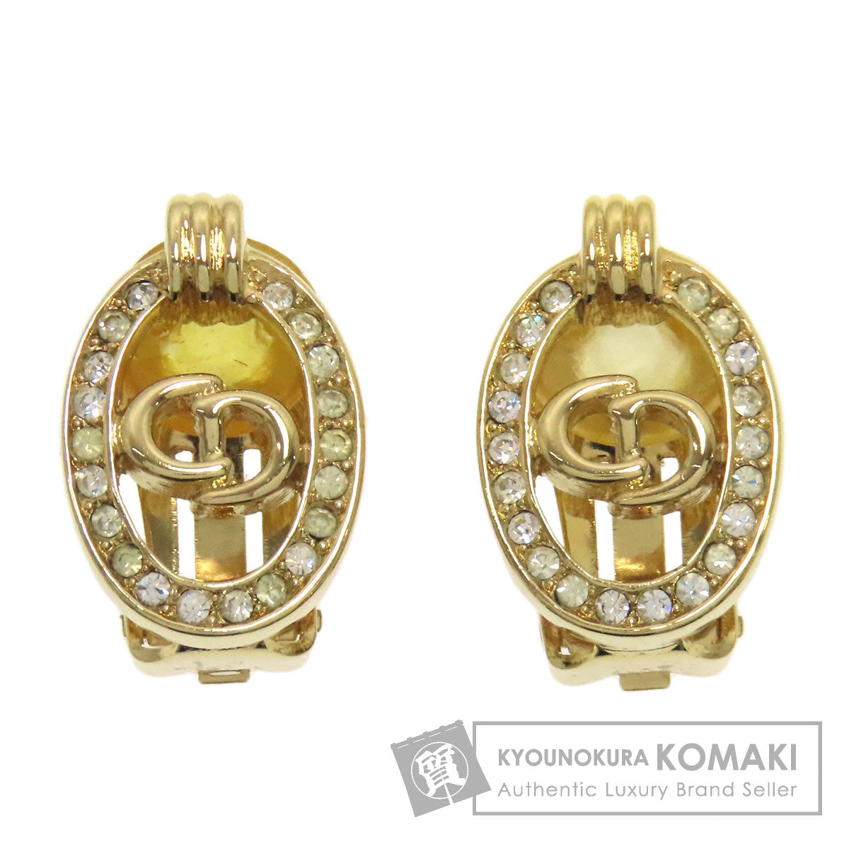 CHRISTIAN DIOR CD logo rhinestone Earring Metal Ladies [Used]