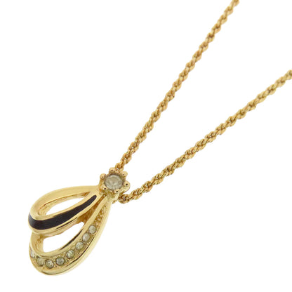 CHRISTIAN DIOR CD logo rhinestone Necklace Metal Ladies [Used]