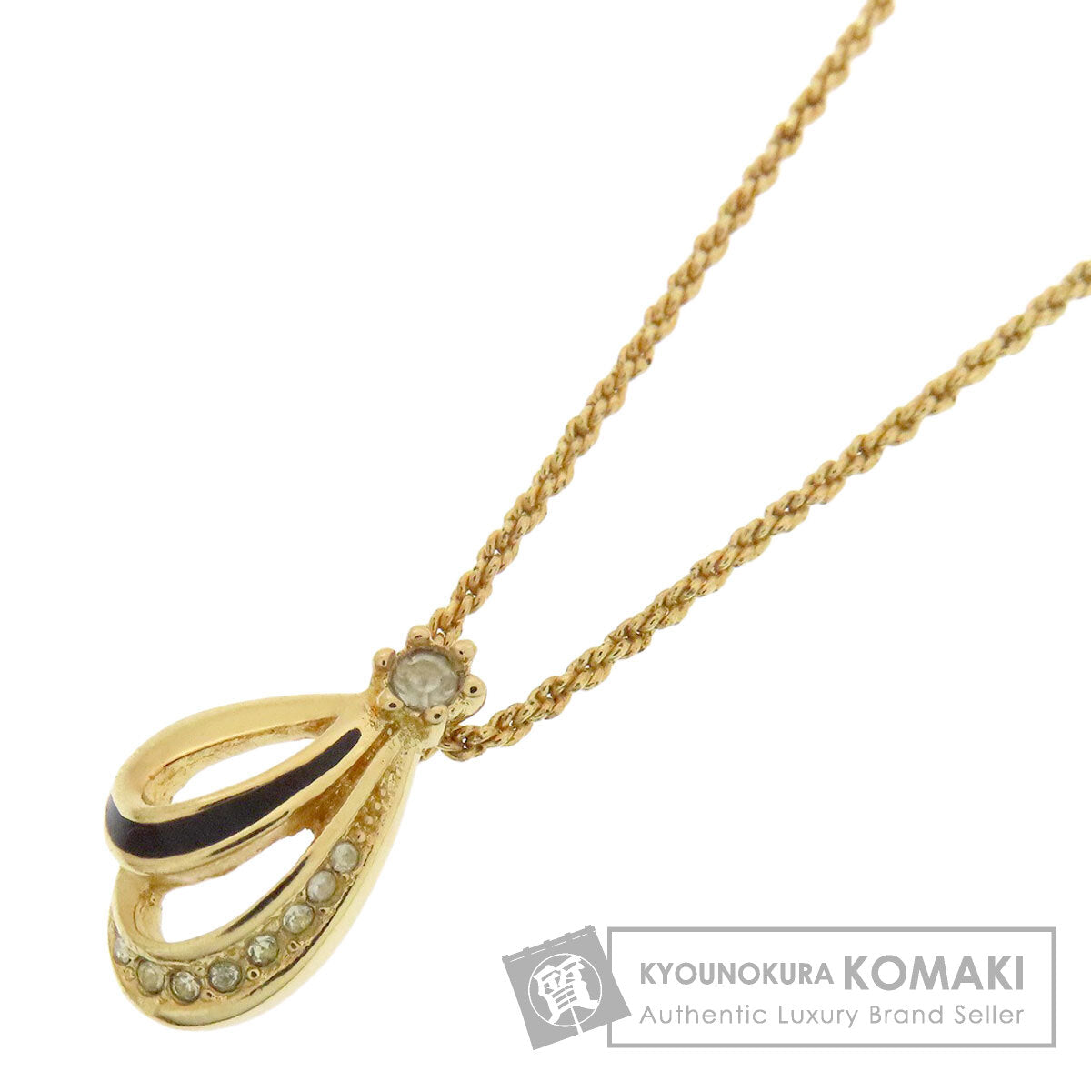 CHRISTIAN DIOR CD logo rhinestone Necklace Metal Ladies [Used]