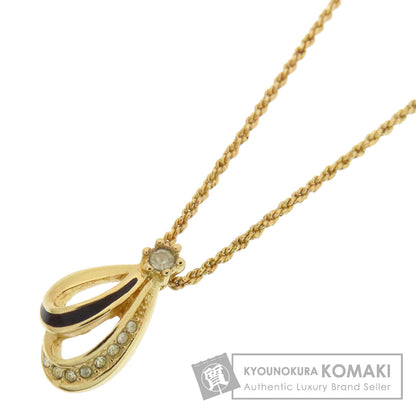 CHRISTIAN DIOR CD logo rhinestone Necklace Metal Ladies [Used]