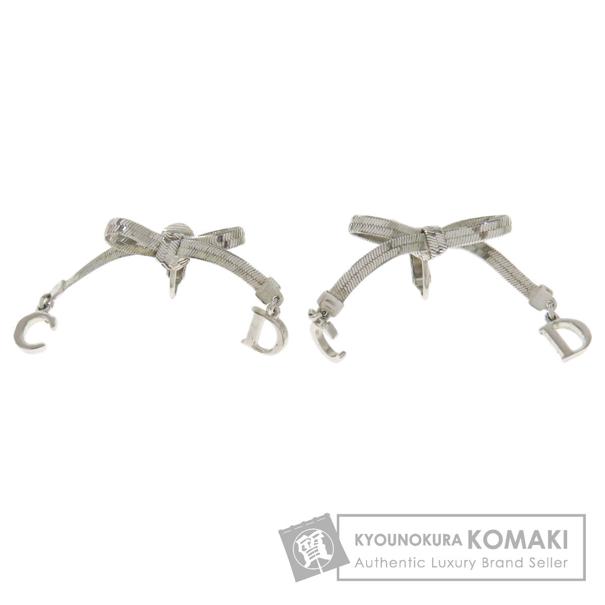 CHRISTIAN DIOR ribbon Earring Metal Ladies [Used]